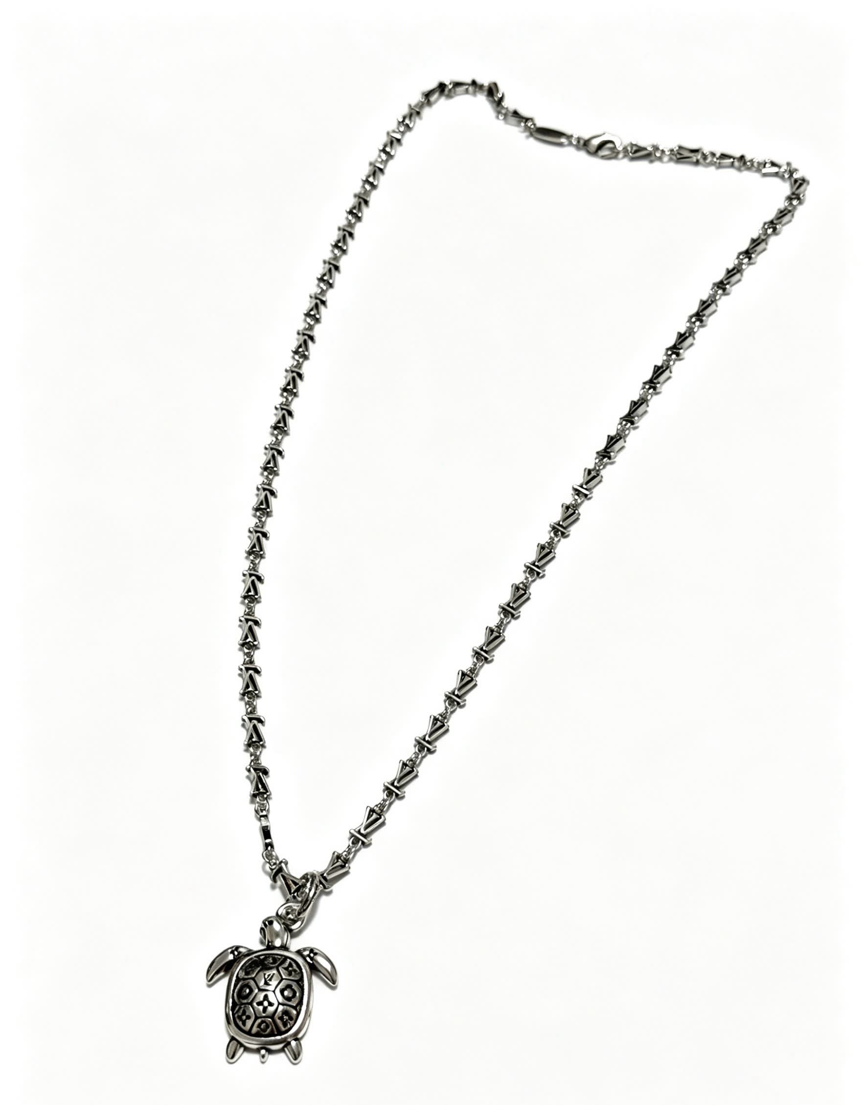 Louis Vuitton Silver Turtle Pendant Necklace